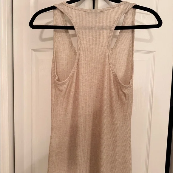 Lulus Relaxed But Not Least Beige Ribbed Sleeveless Maxi Dress - Size L - Picture 4 of 6